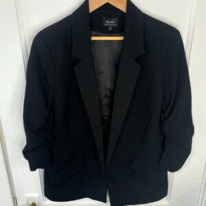 Bardot Women's 3/4 Ruched-Sleeve Black Blazer, Size 4, Office, Career
